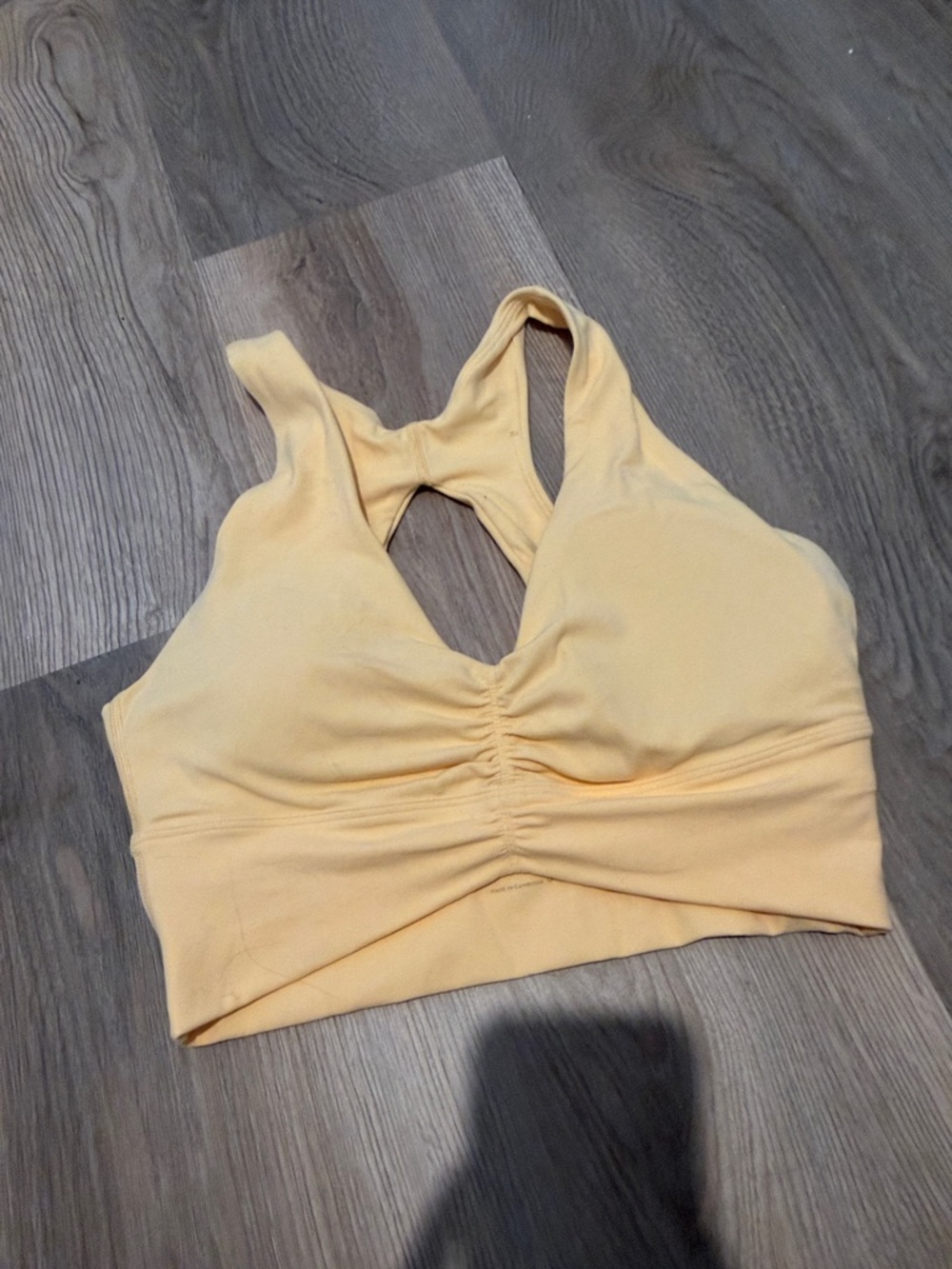 Aritzia TNA Yellow Ruched Racerback Sports Bra